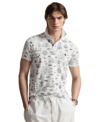 Men's Custom Slim-Fit Nautical Mesh Polo Shirt