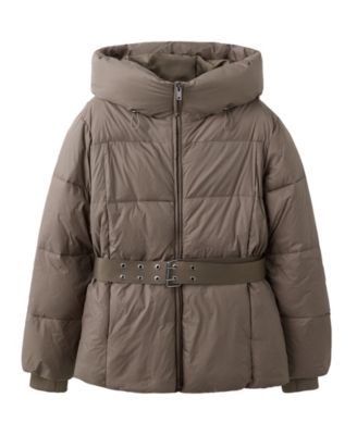 Women's Plus Size Hooded Belted Puffer Coat