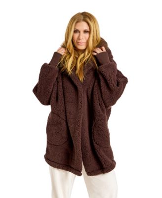 Women's Hooded Oversized Sherpa Lounger Jacket