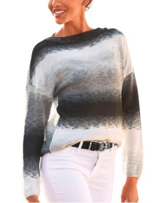 Women's Ombre Boat-Neck Drop-Shoulder Sweater