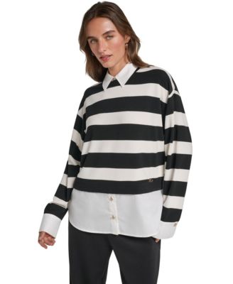 Women's Twofer With Stripes Long-Sleeve Blouse