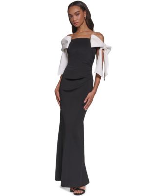 Women's Strapless Colorblock Scuba Gown Dress