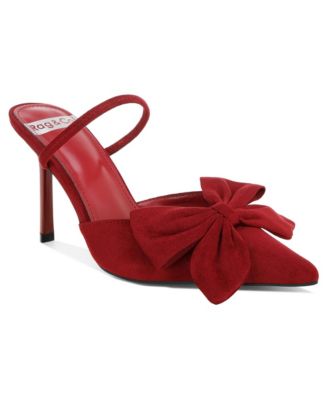 Sanlina Faux Suede Bow Accent Pointed-Toe Sandals