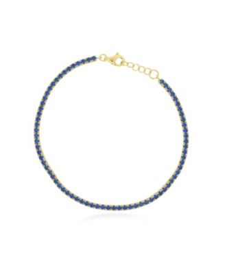 Thin Dark Blue Cubic Zirconia Adjustable Tennis Bracelet with Lobster Clasp