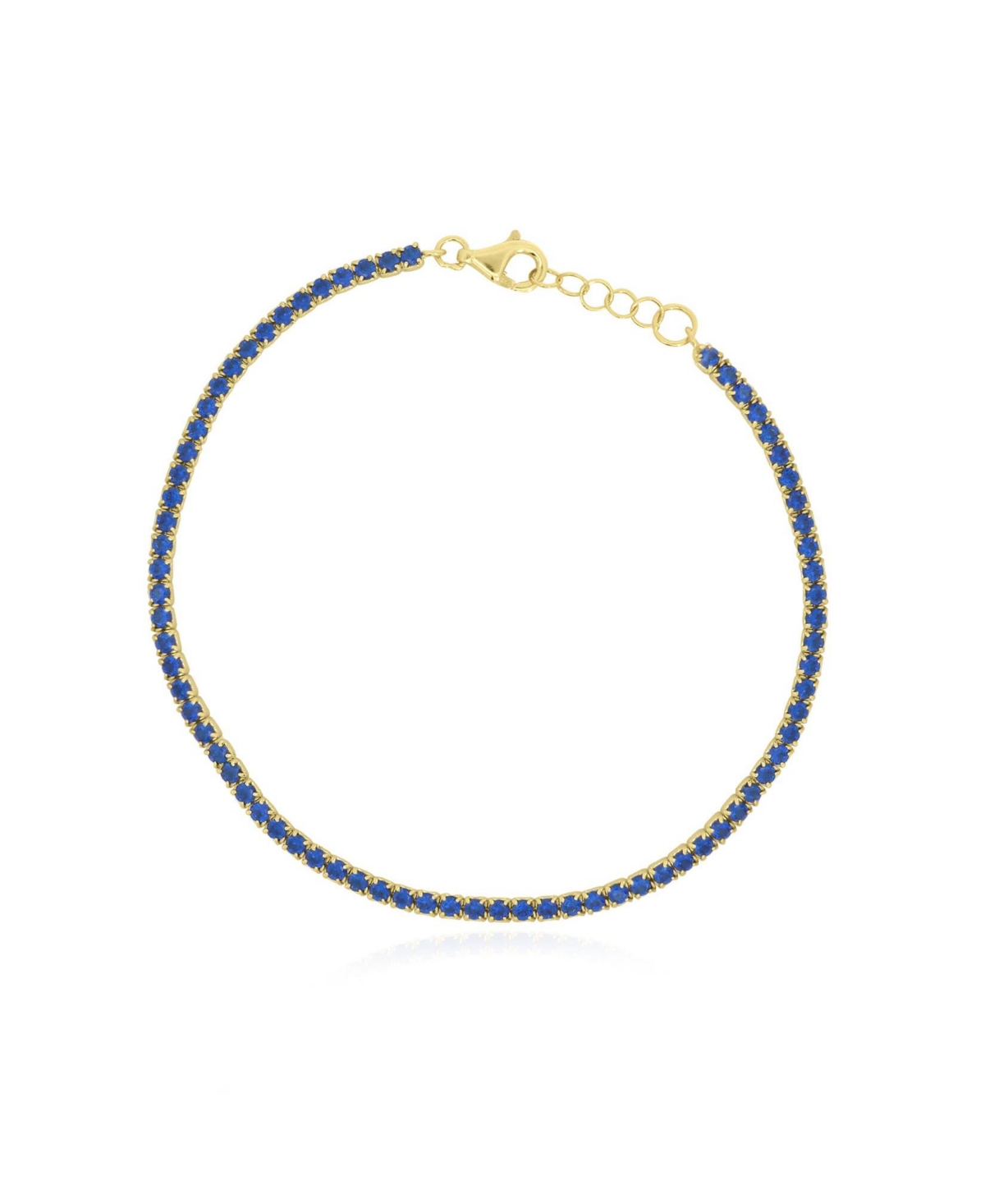 The Lovery Thin Dark Blue Cubic Zirconia Adjustable Tennis Bracelet with Lobster Clasp - Gold plated sterling silver