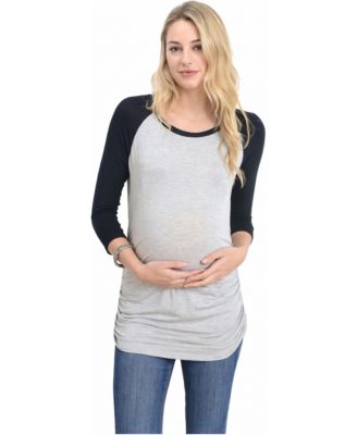Maternity Baseball 3/4 Raglan Sleeve Crewneck Tee