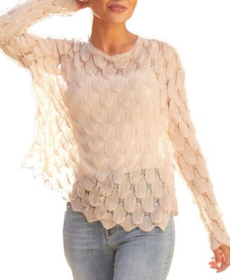 Women's Long-Sleeve Oversized Feather-Look Sweater