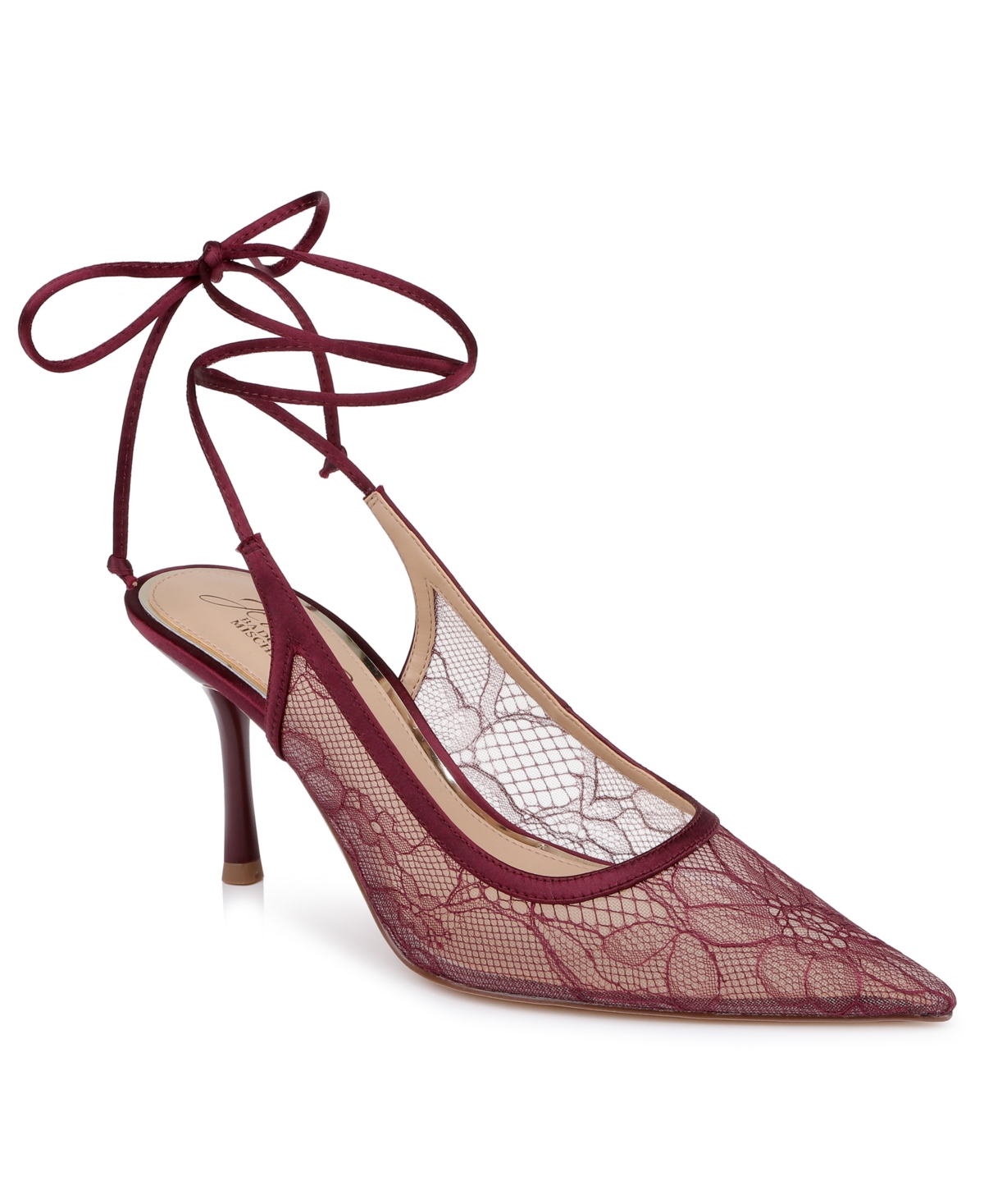 Jewel Badgley Mischka Women's Bari Pointed Toe Slingback Pumps - Burgundy