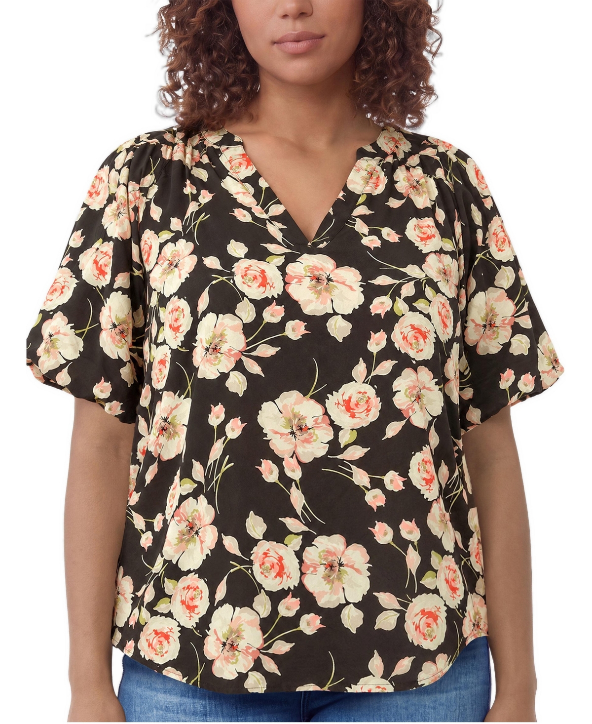 Torrid Plus Size Harper Floral-Print Puff-Sleeve Blouse - Sharon floral multi