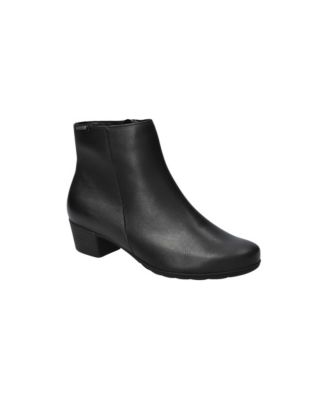 Iola Round-Toe Block-Heel Zipper Leather Ankle Boots