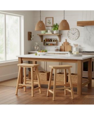 Light Solid Wood Saddle Seat Bar Stool, Stool for Counter Dining
