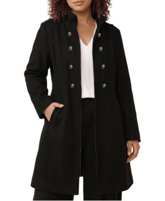 Plus Size Fit and Flare Zip-Front Military Coat