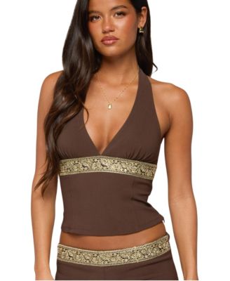 Women's Jasia Sequin Halter Open Back Top