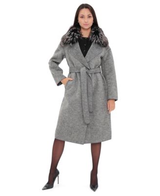 Alaska Outerwear Women's Genuine Silver Fox Virgin Wool Coat