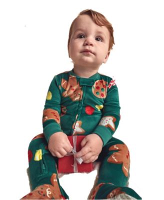 Baby Boys' and Girls' Christmas Gingerbread 2-Way Zip Dreamplush Snug Fit Footed Pajama