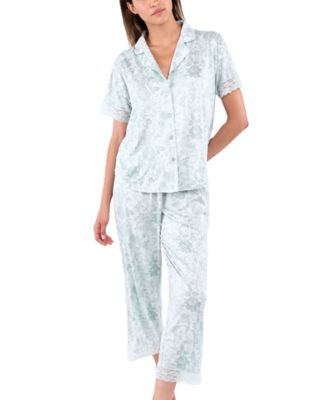 Women's Janelle Notch Top and Capri Pajama Set