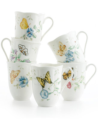Set of 4 Lenox Butterfly Meadow Mugs