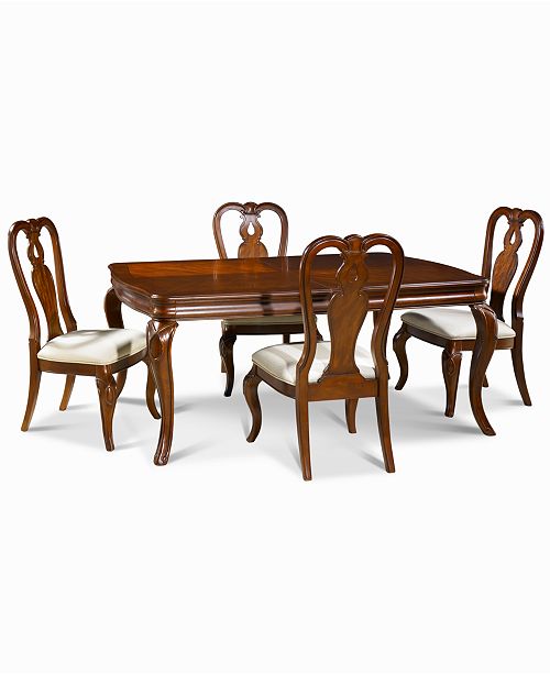 Bordeaux 5 Piece Dining Room Furniture Set Created For Macy S Dining Table 4 Queen Anne Side Chairs