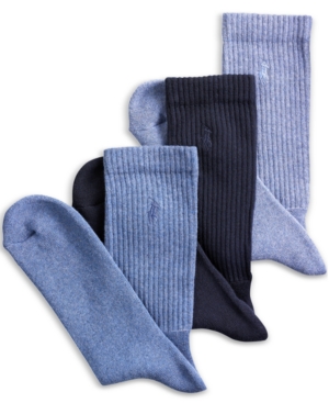Polo Ralph Lauren 3 Pack Ribbed Cushion Foot Crew Men's Socks
