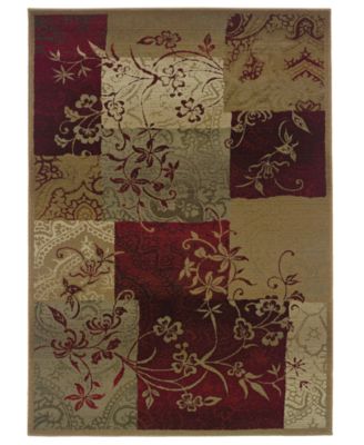 Oriental Weavers - "Genesis" 80X Natural / Maroon Area Rug, 8' Round