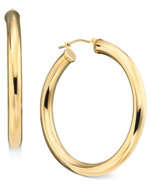 image of 14k Gold Large Polished Hoop Earrings