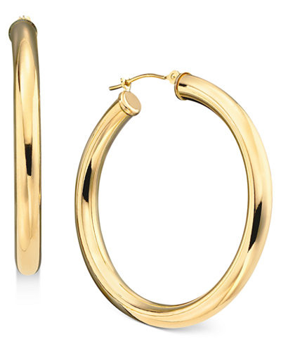 14k Gold Large Polished Hoop Earrings - Earrings - Jewelry & Watches - Macy&#39;s