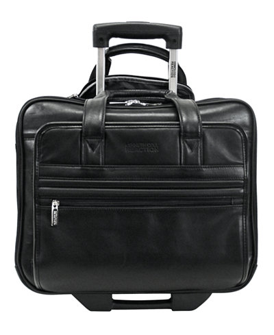 Kenneth Cole Reaction Manhattan Leather Rolling Laptop Briefcase