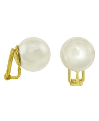 Majorica - 18k Gold over Sterling Silver Earrings, Organic Man-Made Pearl Clip On Earrings
