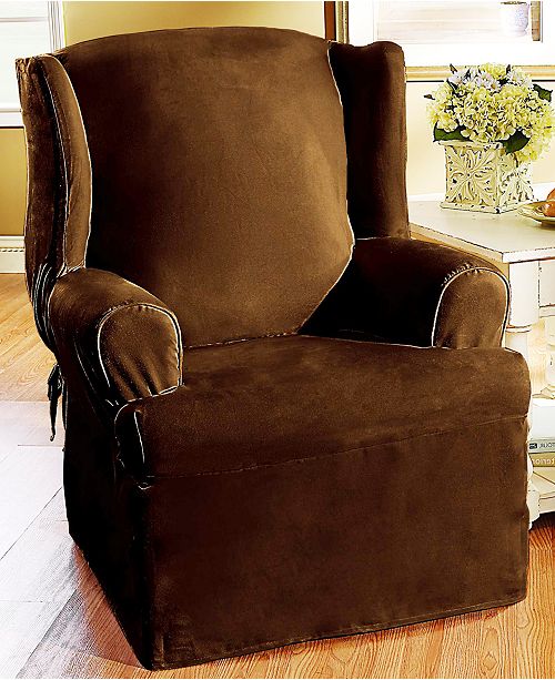 Sure Fit Soft Faux Suede Wing Chair Slipcover Slipcovers Home Macy's