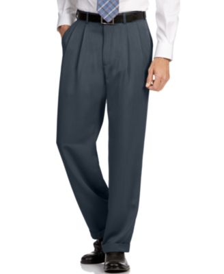 Perry Ellis Portfolio Classic Fit Double Pleat No Iron Microfiber Melange  Men's Dress Pants - Macy's