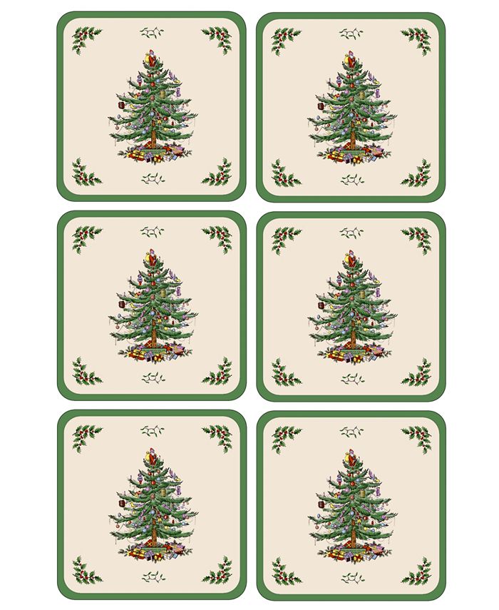 Christmas Tree Coasters Set of 6