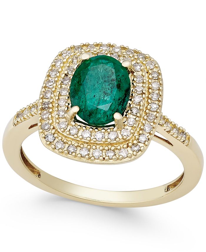 Macy's Emerald (1-1/10 ct. t.w.) and Diamond (1/3 ct. t.w.) Ring in 14k ...
