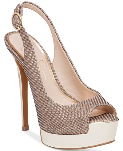 Jessica Simpson Kabale Peep-Toe Slingback Platform Pumps