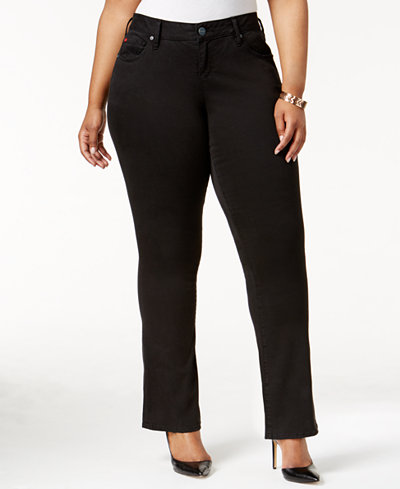 SLINK Jeans Trendy Plus Size Black Wash Bootcut Jeans