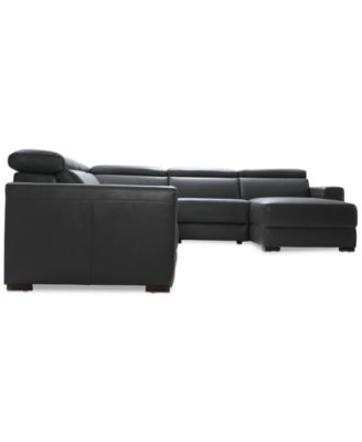 Nevio 6-pc Leather Sectional Sofa with Chaise, 1 Power Recliner and Articulating Headrests, Created for Macy's