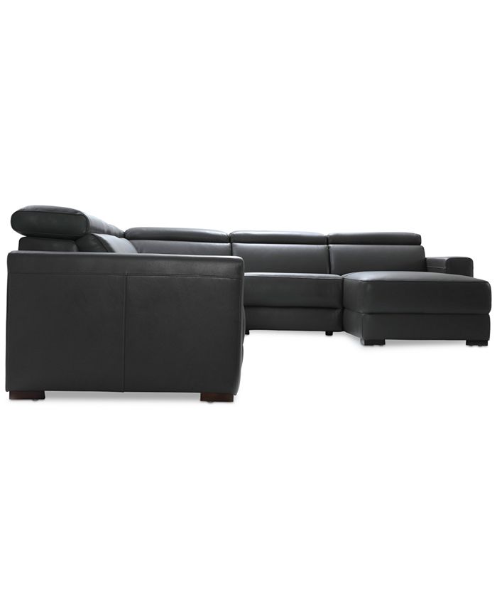 Furniture Nevio 6pc Leather Sectional Sofa with Chaise, 1 Power