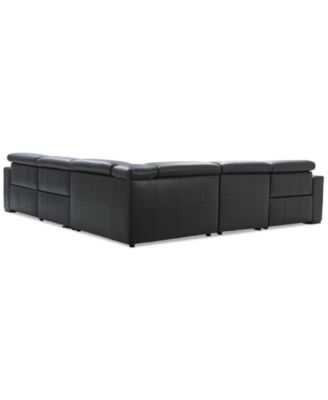 Nevio 6-pc Leather "L" Shaped Sectional Sofa with 3 Power Recliners and Articulating Headrests, Created for Macy's