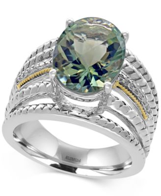 EFFY Collection - Green Amethyst (5 ct. t.w.) and Diamond Accent Statement Ring in Sterling Silver and 18k Gold