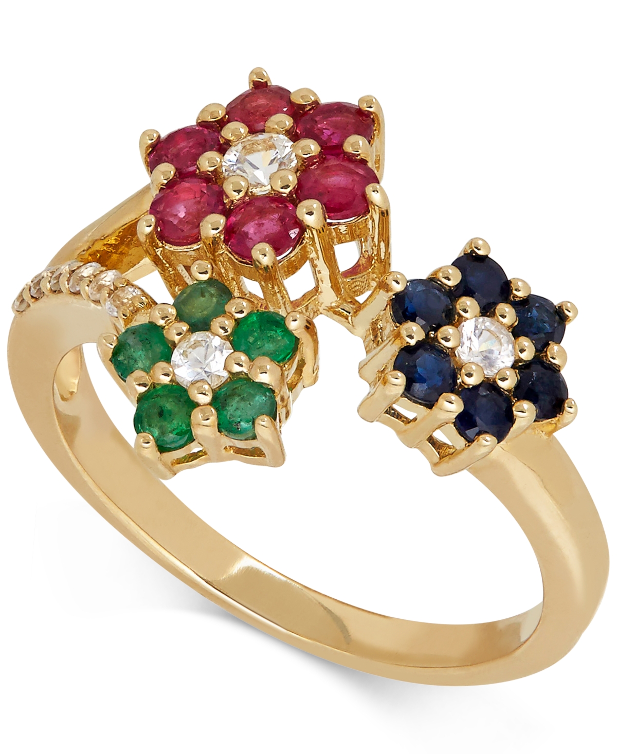 Macy's Multi-gemstone (1-3/8 Ct. T.w.) Floral Ring In 14k Gold