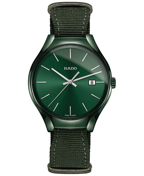 Rado Unisex Swiss True Green Nato Nylon Strap Watch 40mm R27233316 Reviews All Fine Jewelry Jewelry Watches Macy S