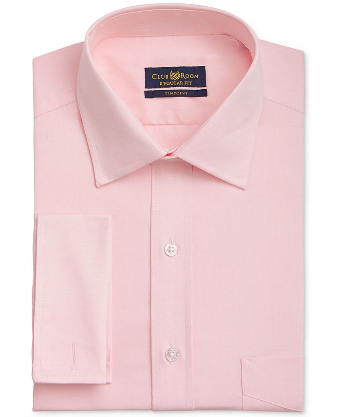 Club Room Men's Classic/Regular Fit Wrinkle Resistant Pink French Cuff ...