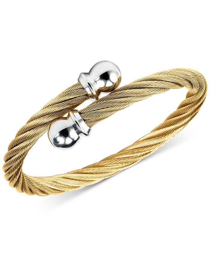 CHARRIOL - Twisted Cable Bypass Bracelet in Gold-Plated Stainless Steel