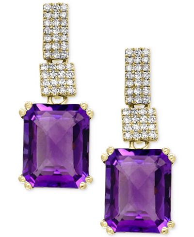EFFY® Amethyst (5-1/3 ct. t.w.) and Diamond (1/5 ct. t.w.) Drop Earrings in 14k Gold