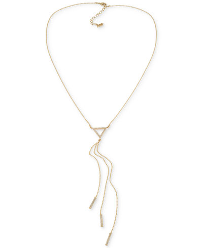ABS by Allen Schwartz Gold-Tone Crystal Lariat Necklace