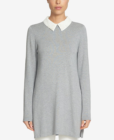 CeCe Embellished Collared Sweater