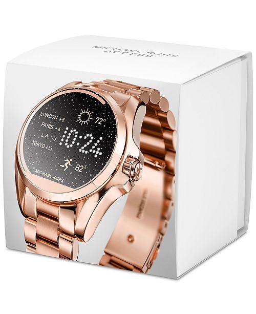 michael kors bradshaw rose tone & pink bracelet smart watch