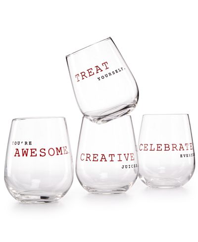 The Cellar Sentiments 4-Pc. Stemless Wine Glass Set, Only at Macy's