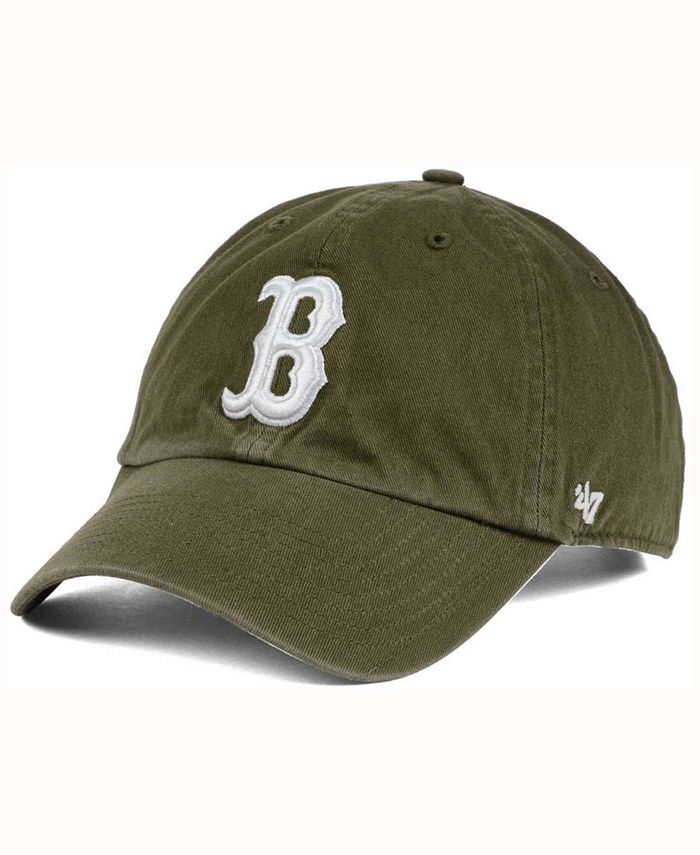 '47 Brand Boston Red Sox Olive White CLEAN UP Cap - Macy's