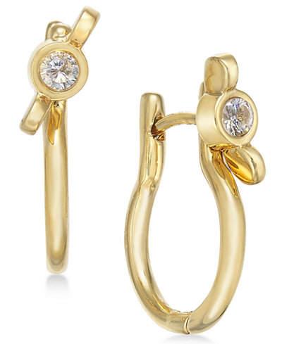 Marc by Marc Jacobs Gold-Tone Crystal Wingnut Hinge Hoop Earrings