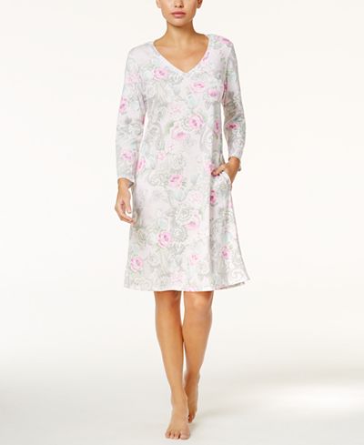 Miss Elaine V-Neck Printed Knit Nightgown